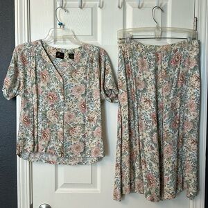 Vintage Liz Sport floral petite set outfit small